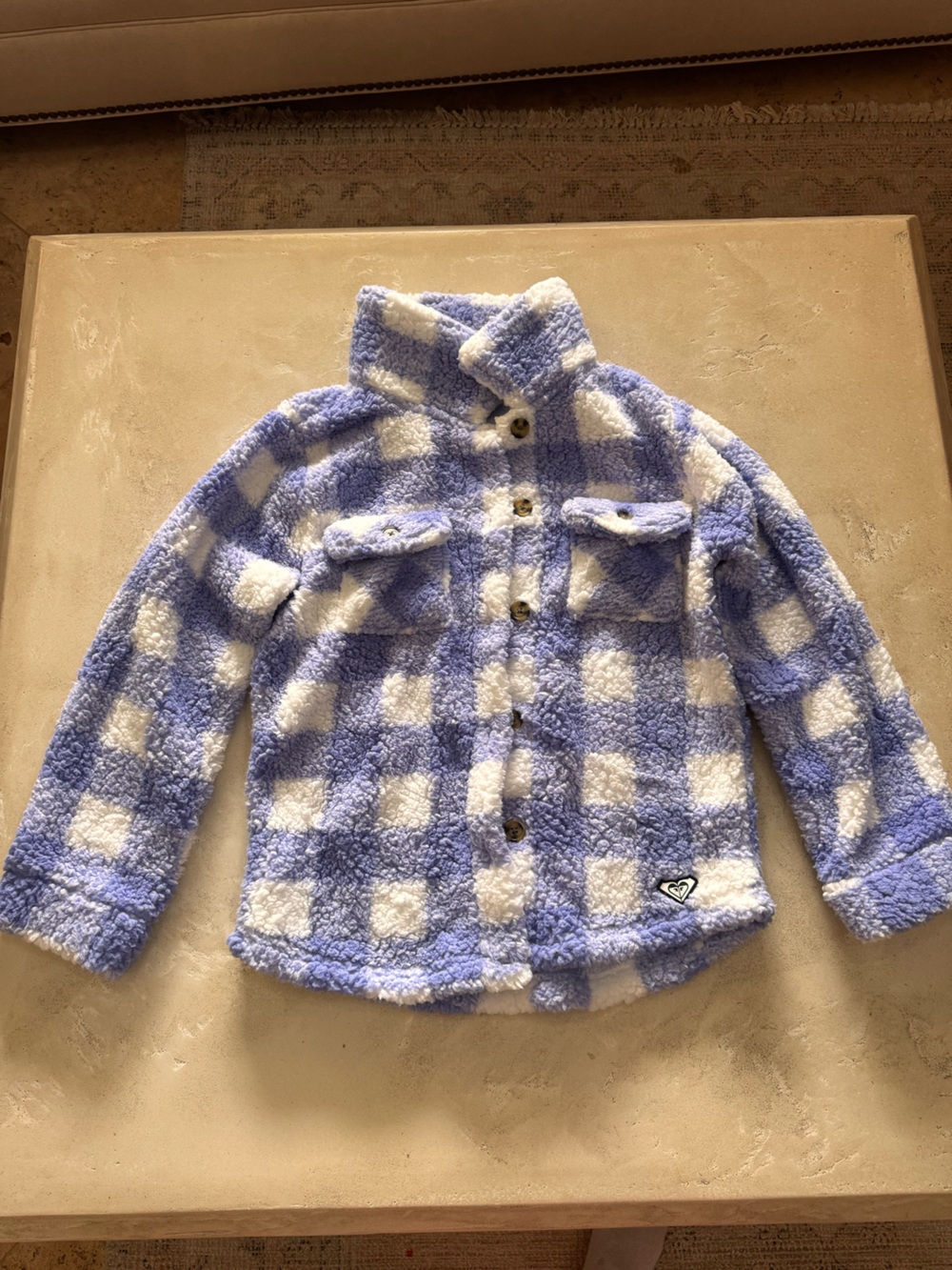 Roxy Lavender and White Sherpa Check Shacket fits XS/S